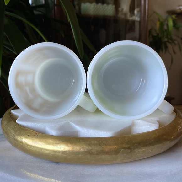 Set of 2 Coffee Time Teapot Milk Glass D Handle Fire King + Federal Glass Mugs - Picture 7 of 12